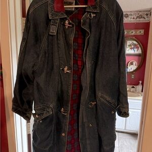 Ladies Denim Coat with Red Accents